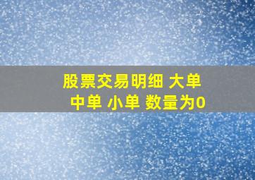 股票交易明细 大单 中单 小单 数量为0